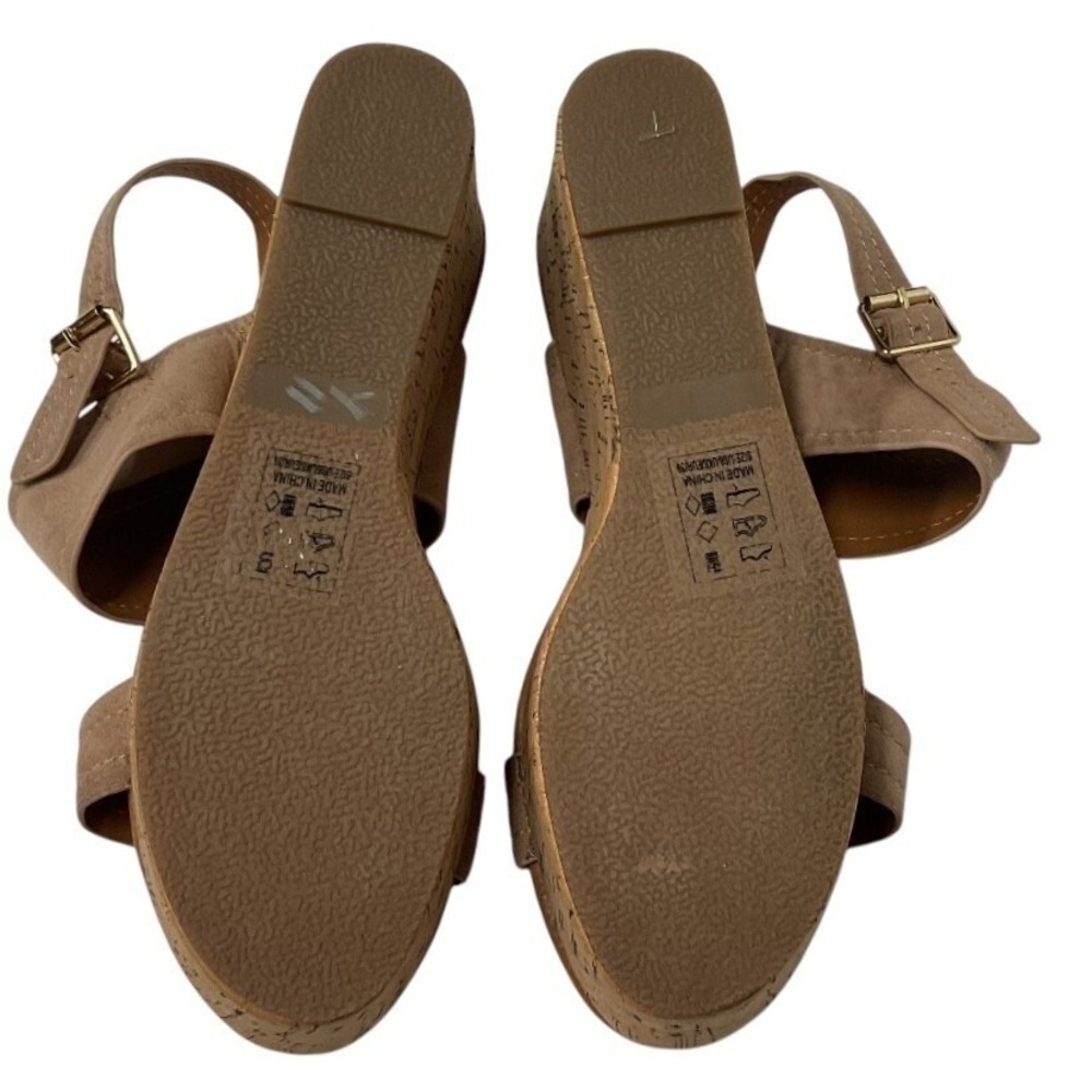 Arula Women's Suede Ankle Strap Platform Cork Wedge Sandals Neutral Size 8 - Picture 9 of 12